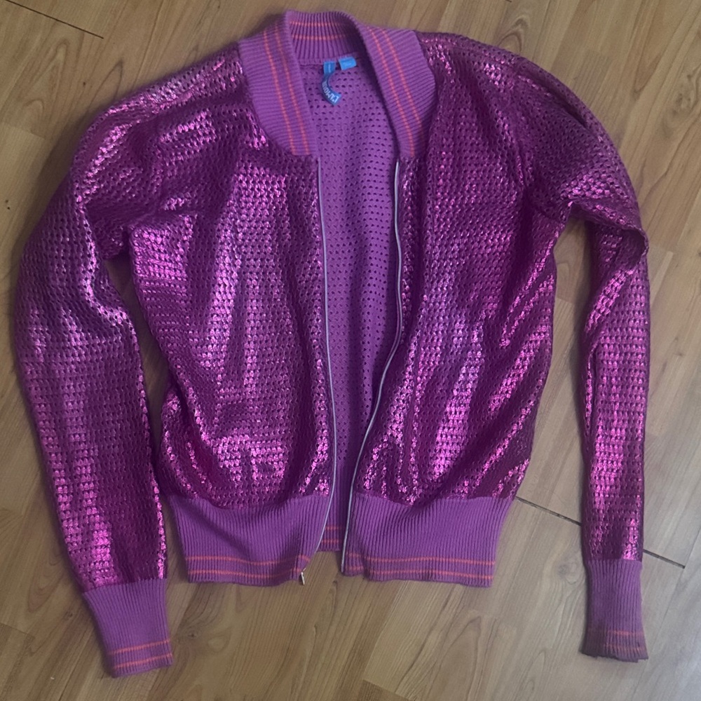 L'Amour Shiny Fuchsia Bomber Jacket